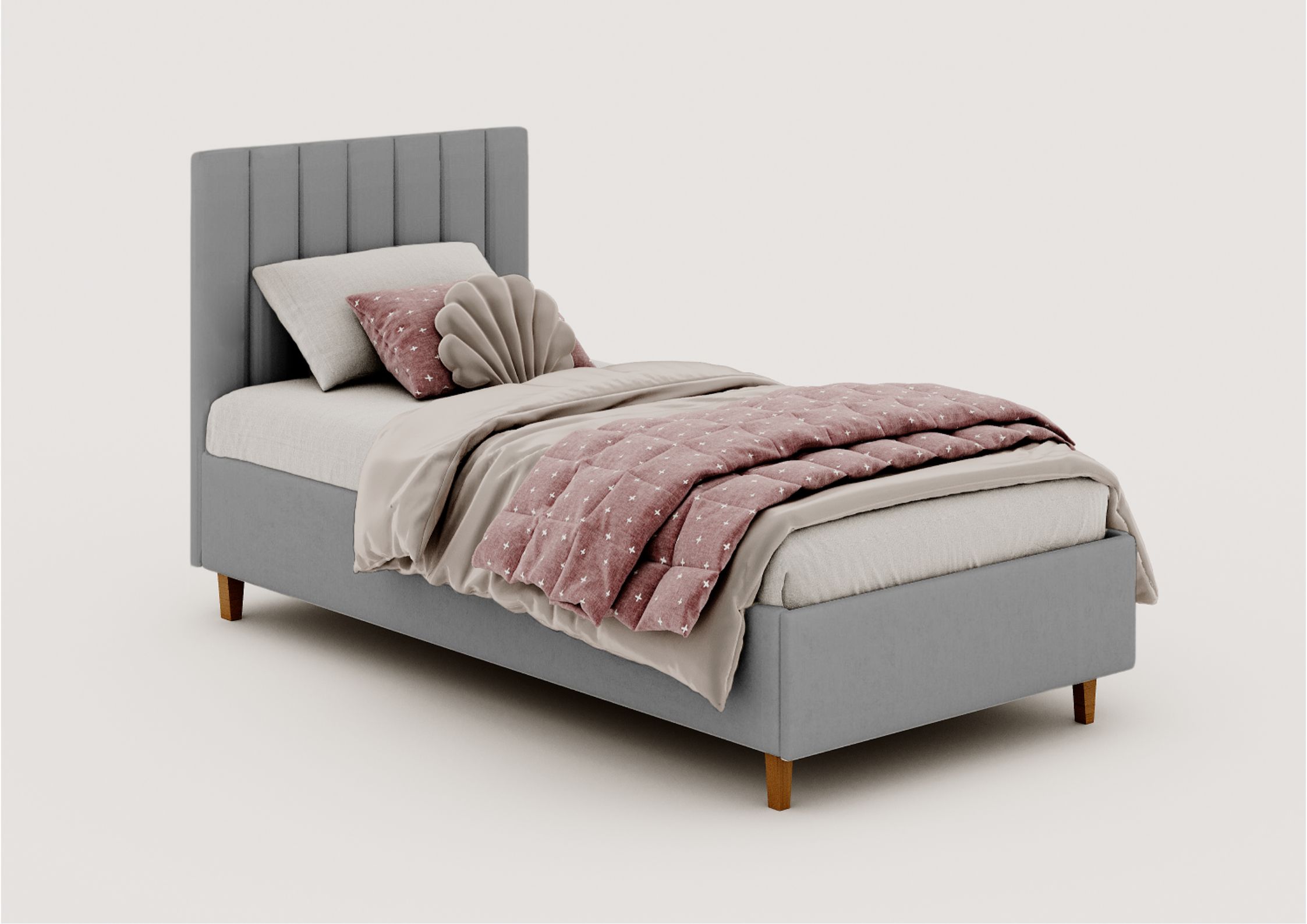 Szare łóżko dziecięce 90x200cm